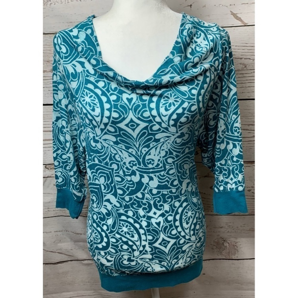 EUC Athleta Cowl Neck Paisley Print Top
